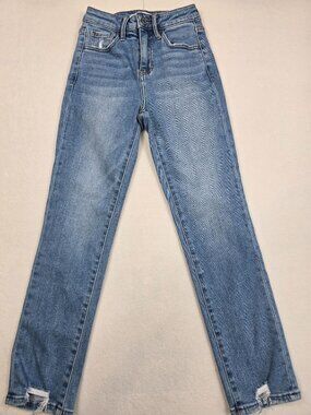 Willow + Root Womens High Rise Mom Jeans Distressed Hem Size 22 X 27 Light Wash